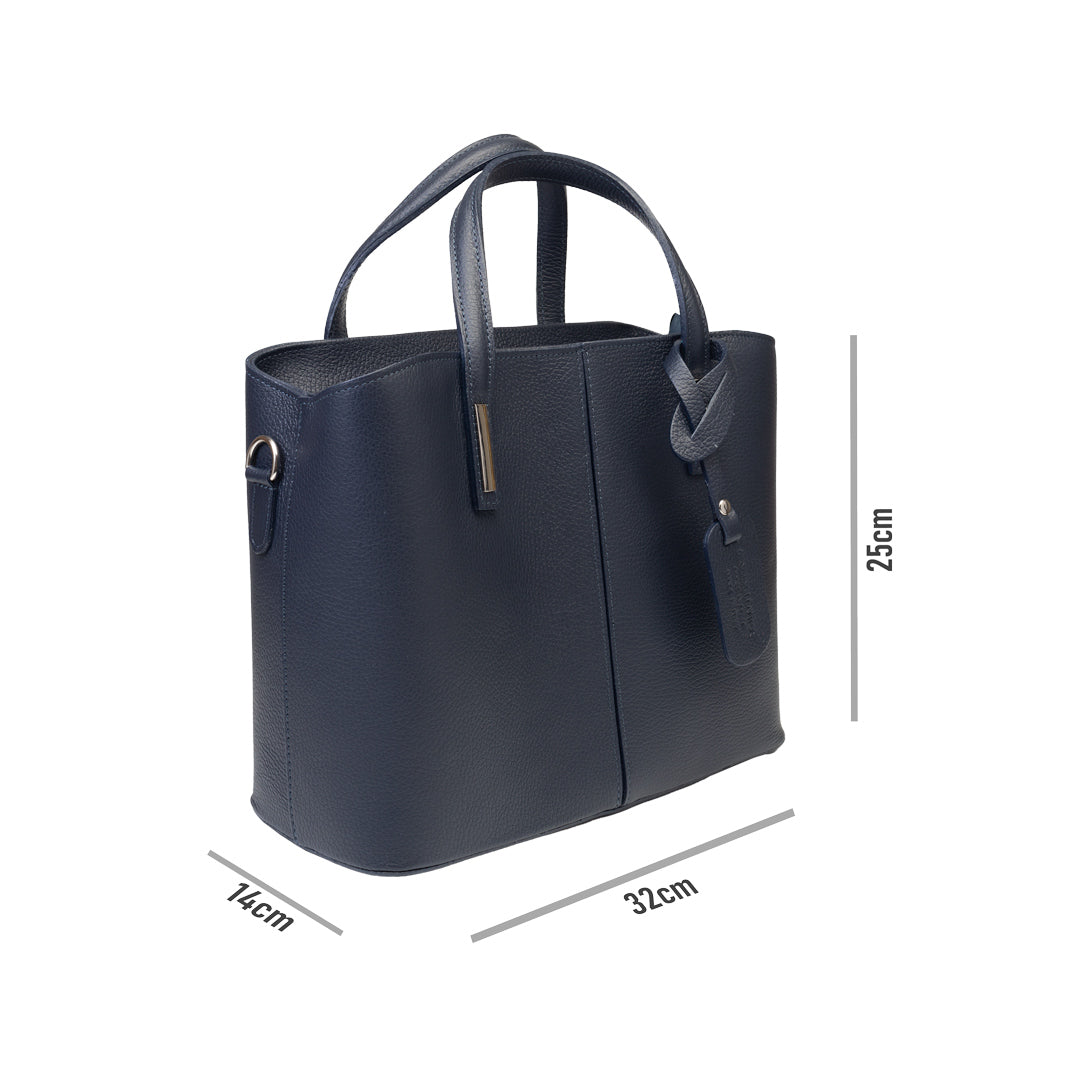 Bolso de mujer de piel natural azul marino Mara