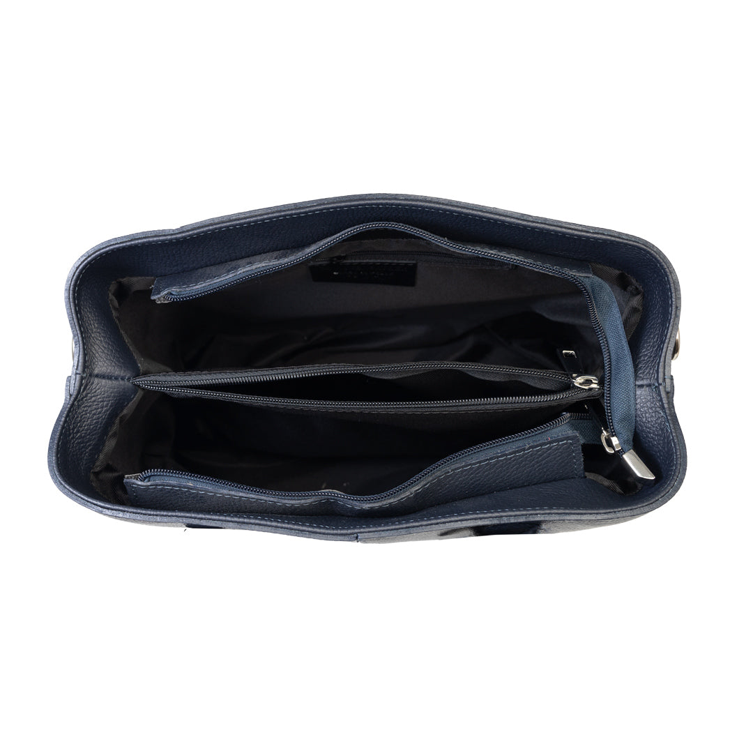 Bolso de mujer de piel natural azul marino Mara