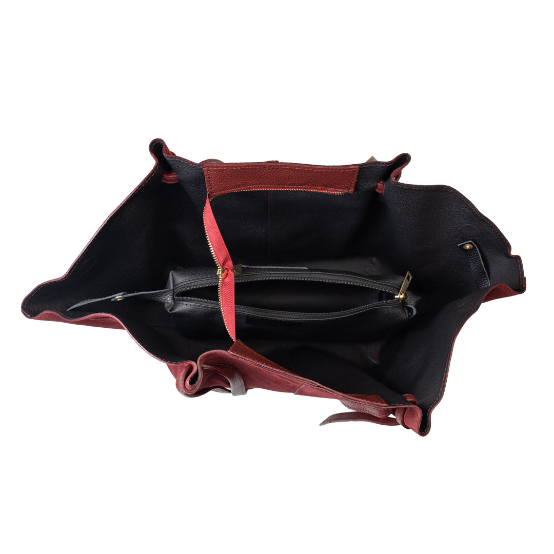 Bolso de mujer de piel natural burdeos Alice