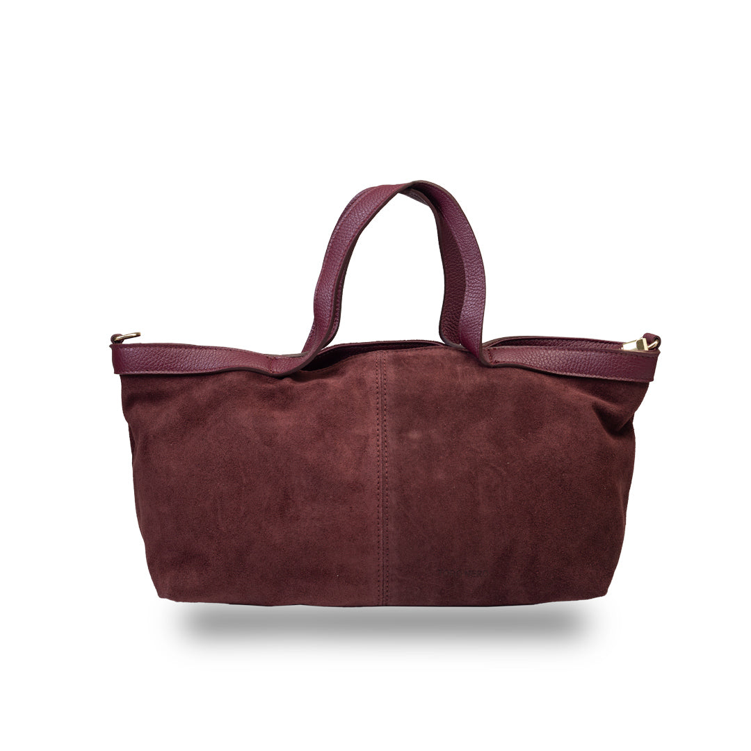 Bolso de mujer de ante natural burdeos Bianca