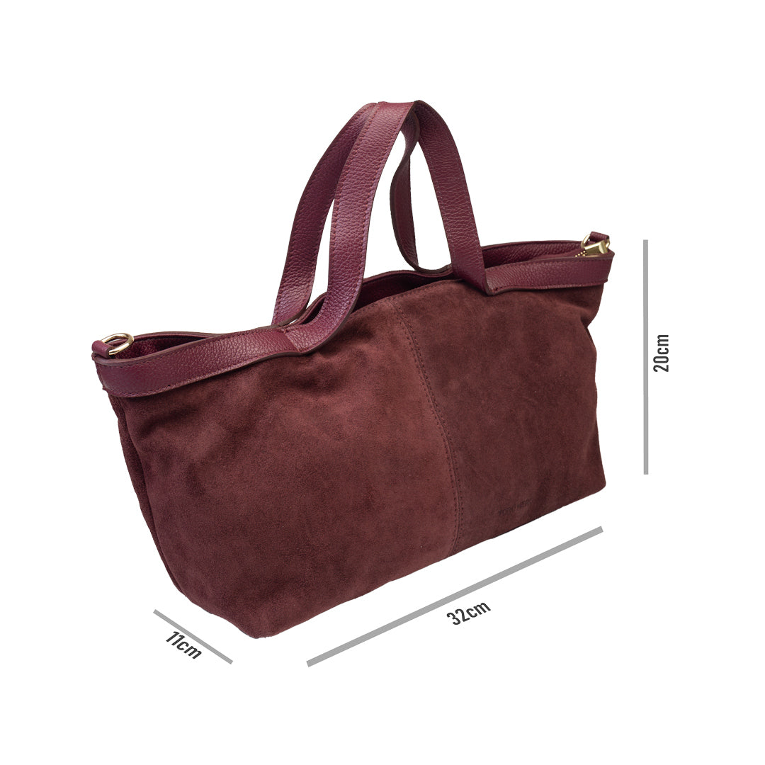 Bolso de mujer de ante natural burdeos Bianca