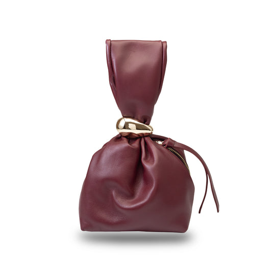 Bolso de mujer de piel natural color burdeos Eliza