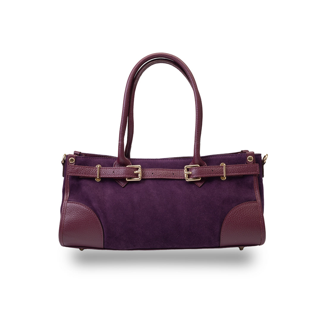 Bolso de piel natural burdeos Evelin para mujer
