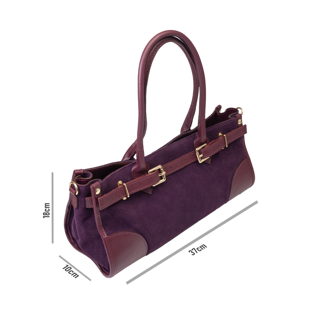 Bolso de piel natural burdeos Evelin para mujer