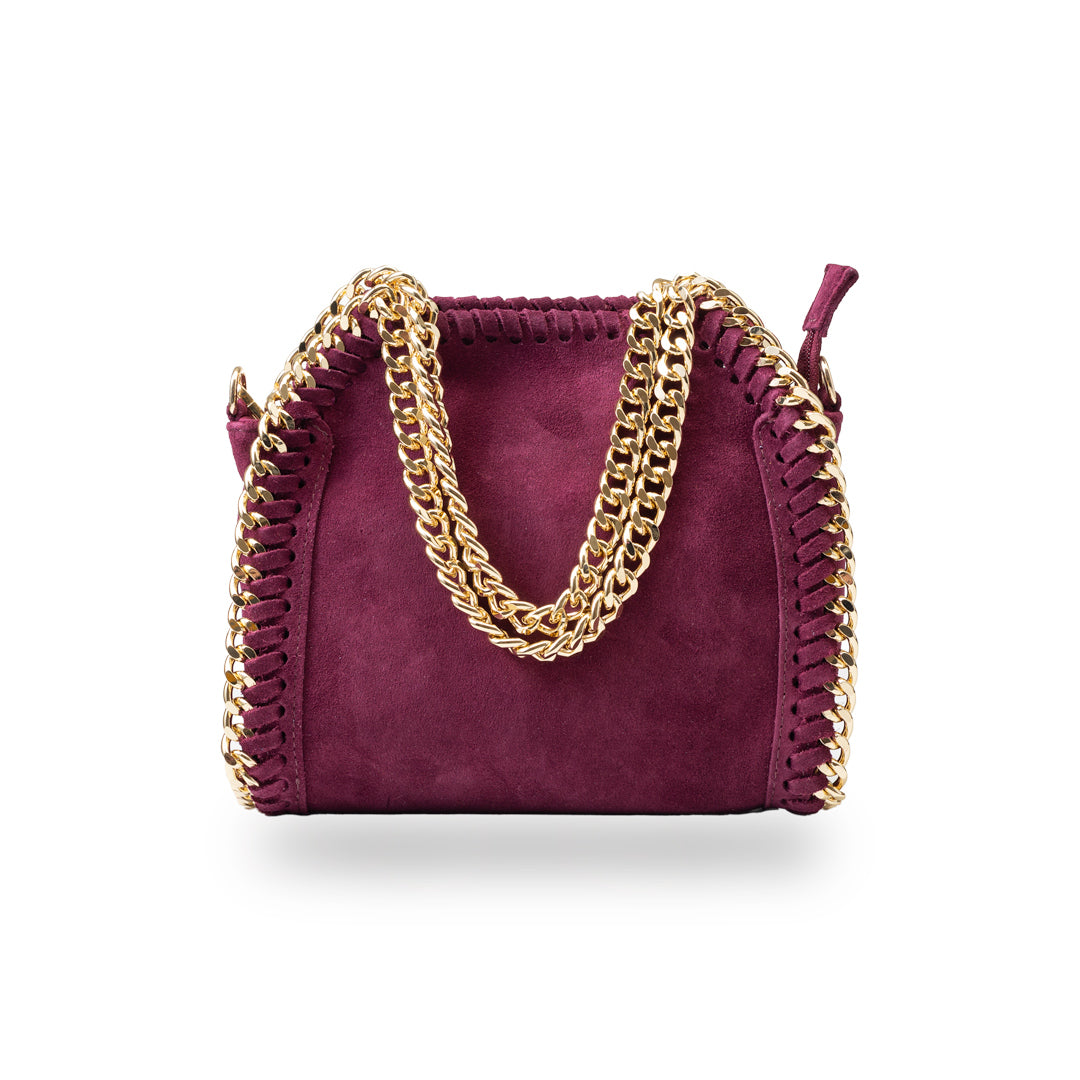 Bolso de mujer de cuero genuino burdeos Ilona
