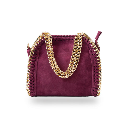 Bolso de mujer de cuero genuino burdeos Ilona