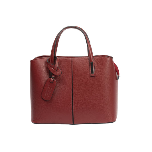 Bolso de piel auténtica burdeos Mara para mujer