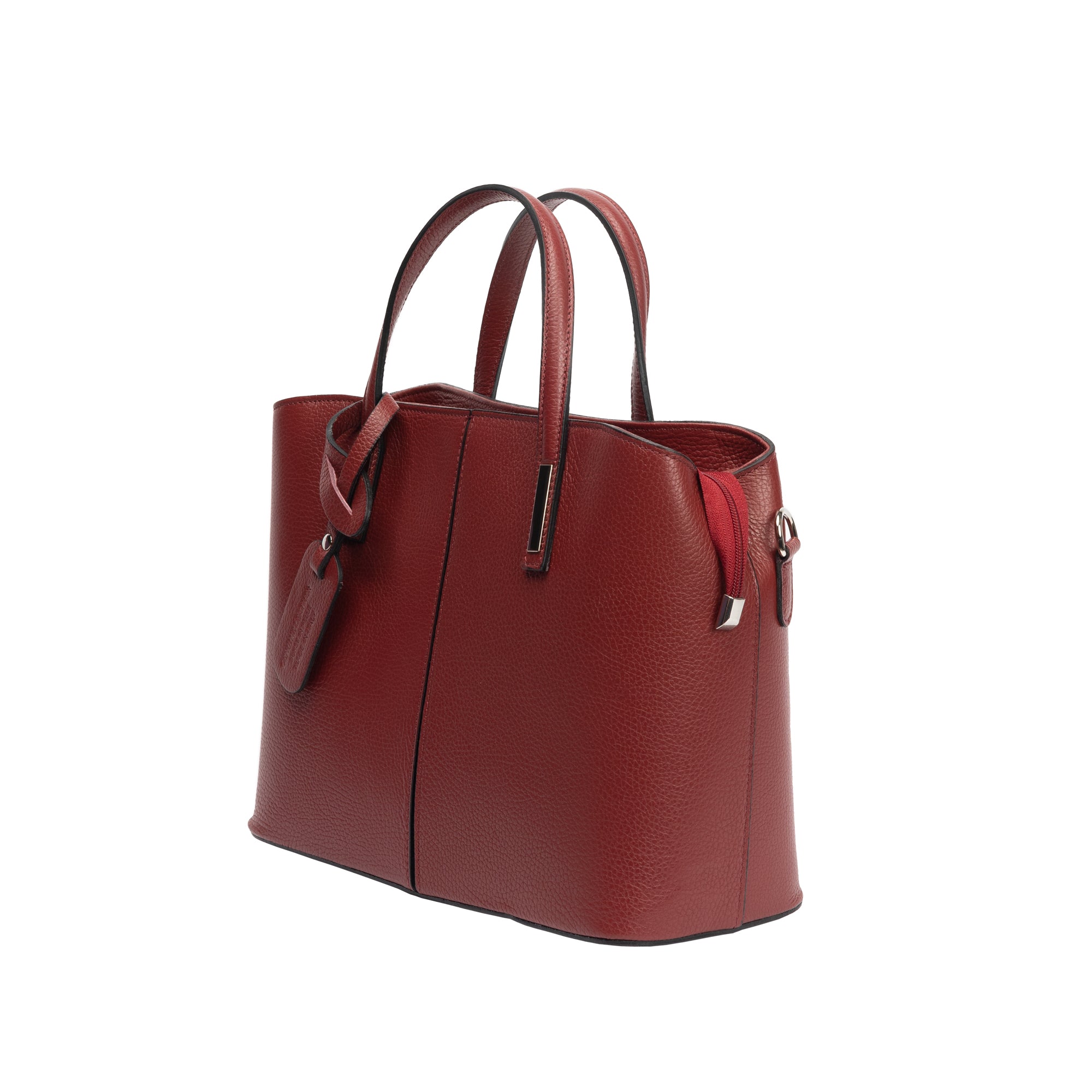 Bolso de piel auténtica burdeos Mara para mujer