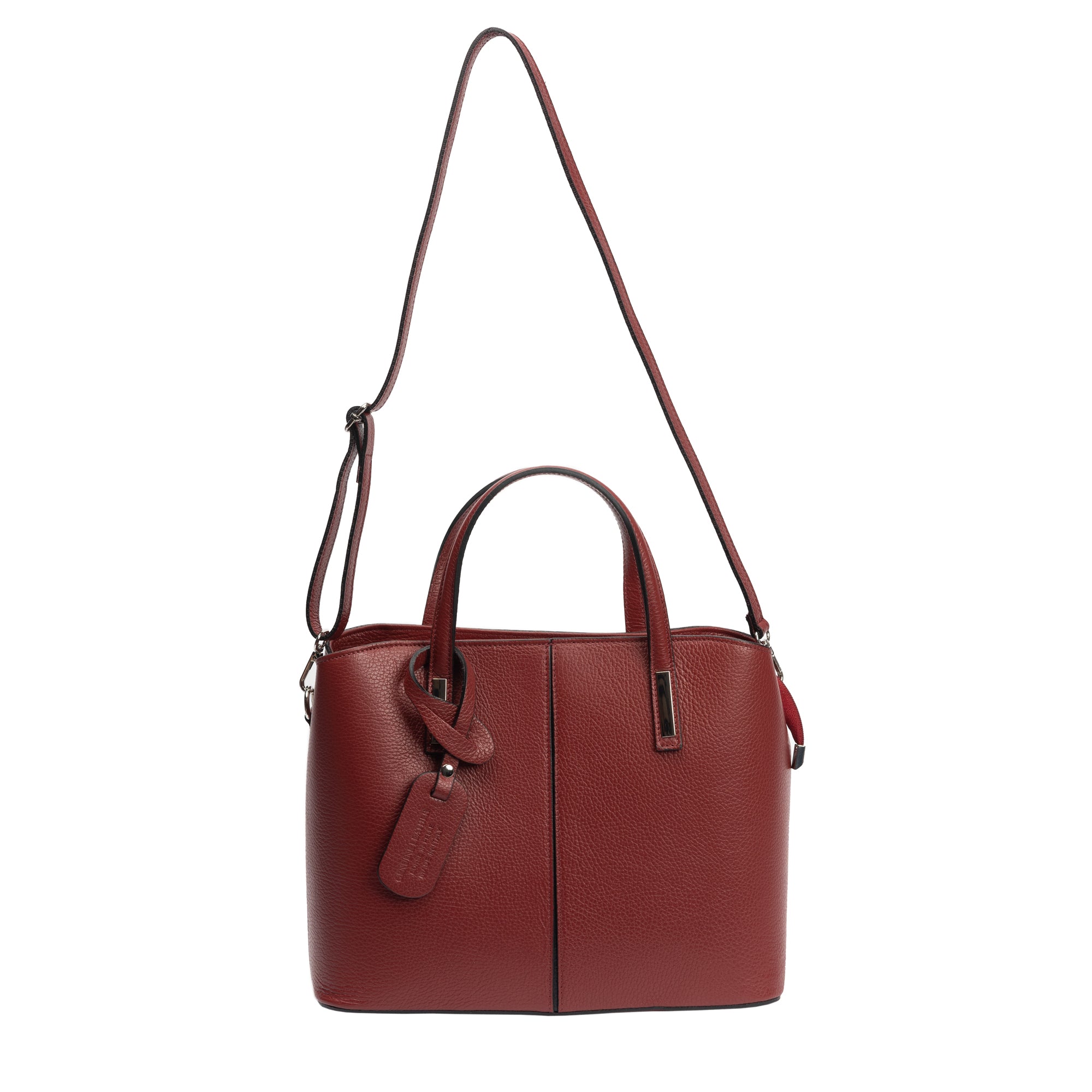 Sac à main pour femme en cuir véritable bordeaux Mara