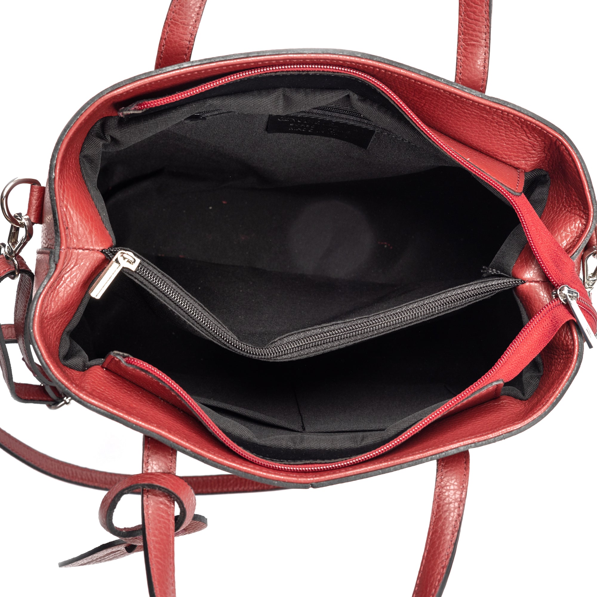 Sac à main pour femme en cuir véritable bordeaux Mara
