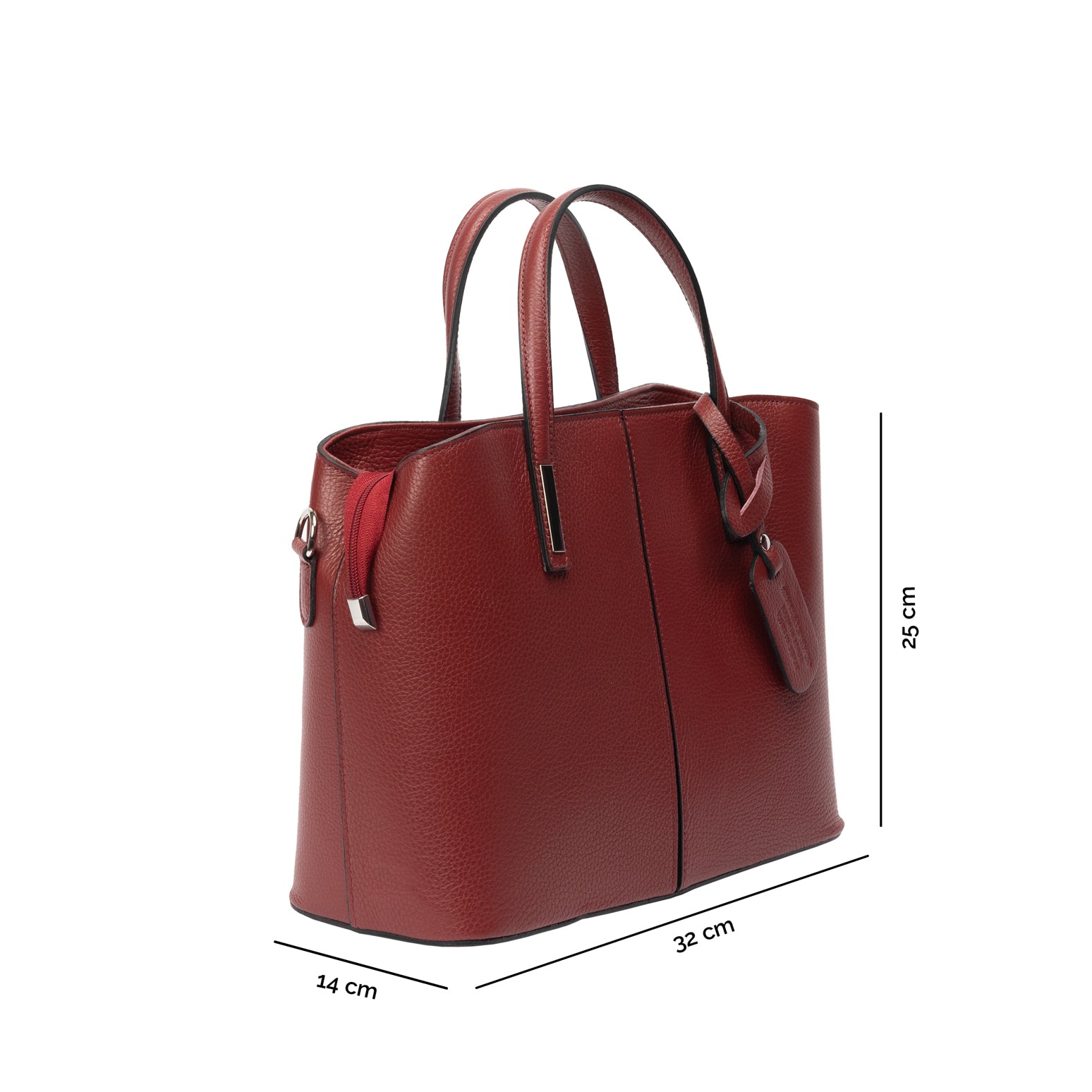 Sac à main pour femme en cuir véritable bordeaux Mara