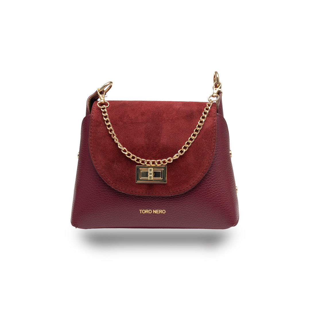 Bolso de mujer de piel de ante natural, burdeos Raisa