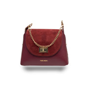 Sac à main pour femme en daim naturel, bordeaux Raisa