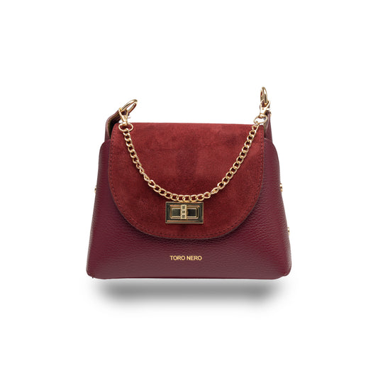 Bolso de mujer de piel de ante natural, burdeos Raisa