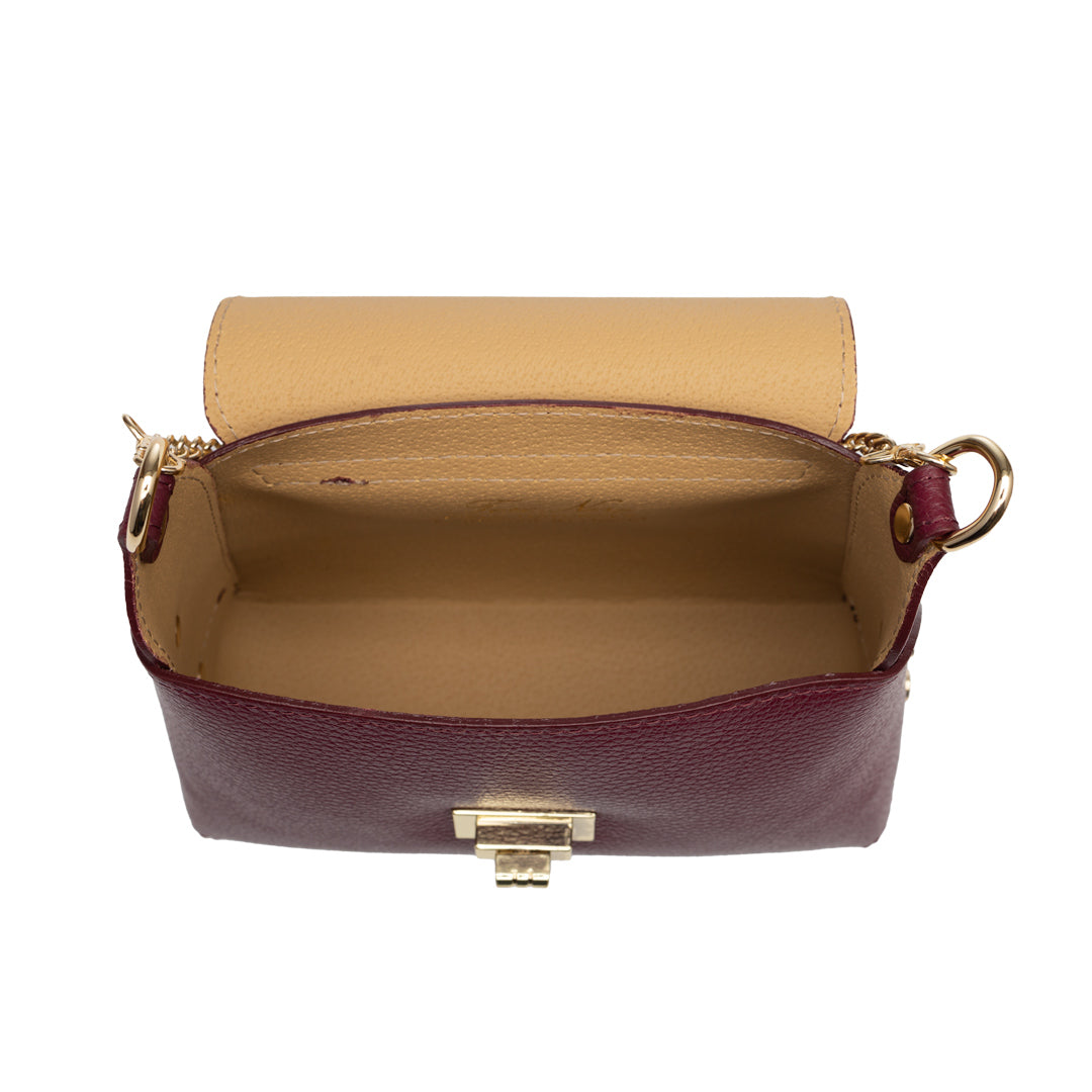 Sac à main pour femme en daim naturel, bordeaux Raisa