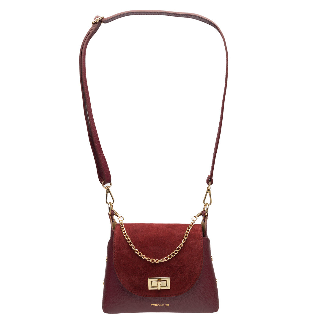 Sac à main pour femme en daim naturel, bordeaux Raisa