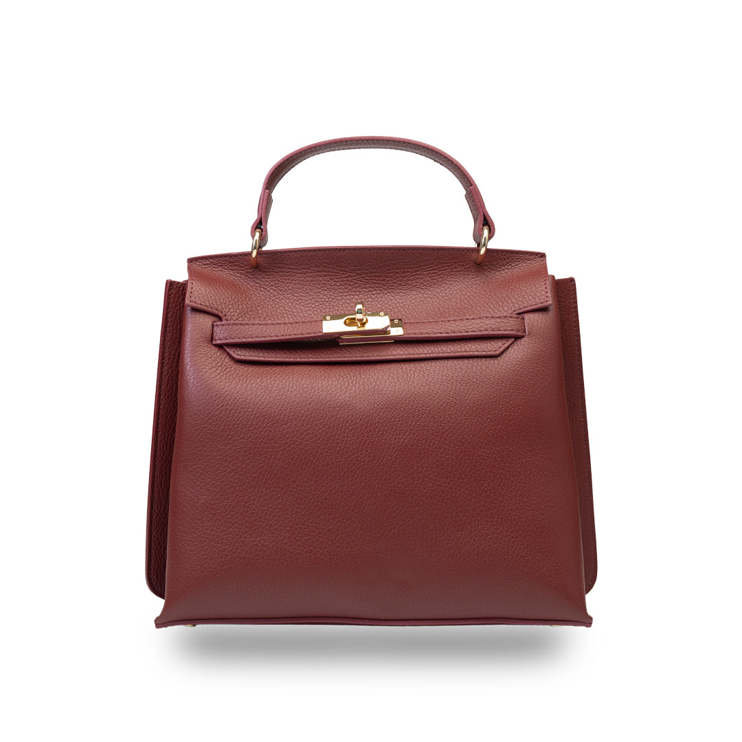 Bolso de mujer de piel natural burdeos Raluca