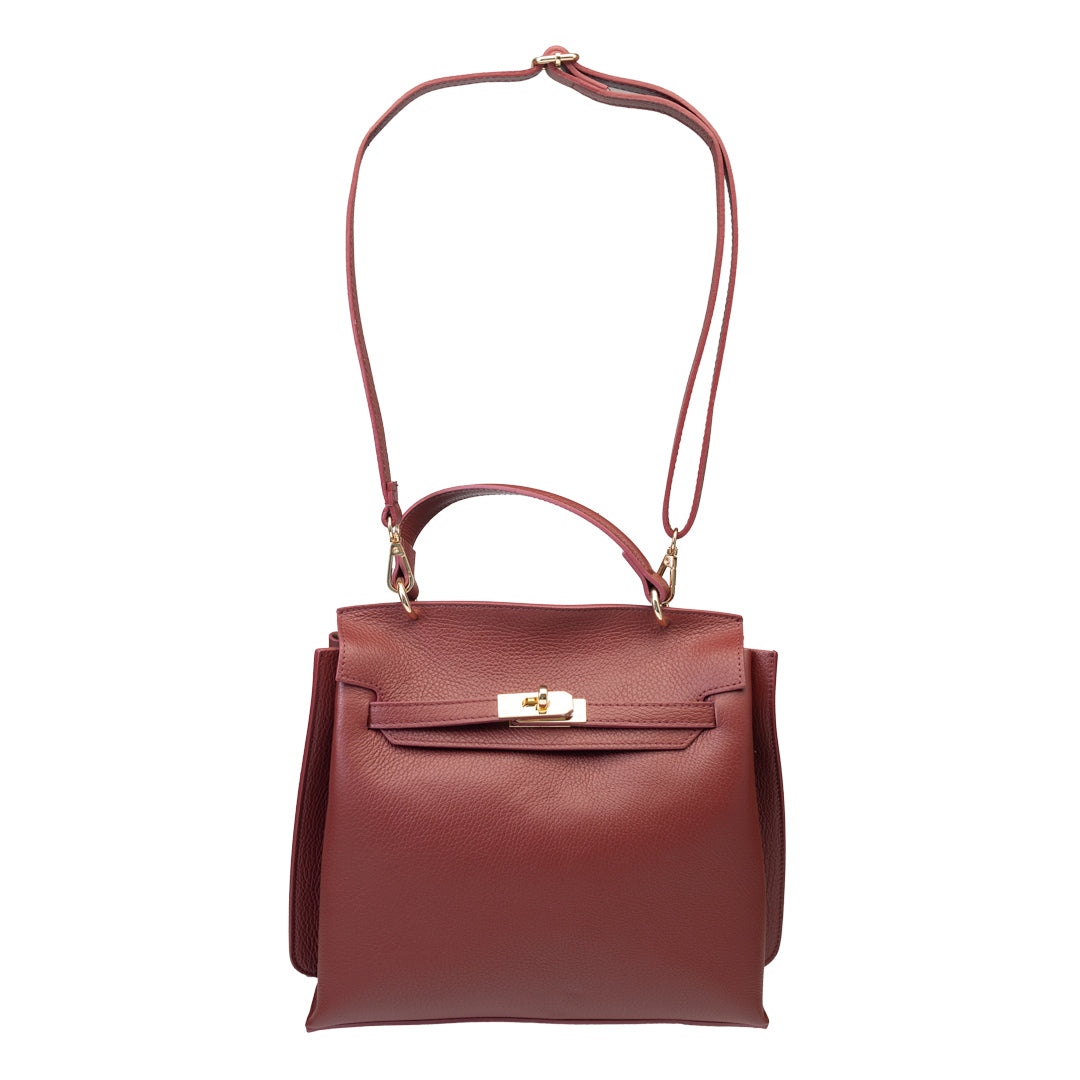 Bolso de mujer de piel natural burdeos Raluca
