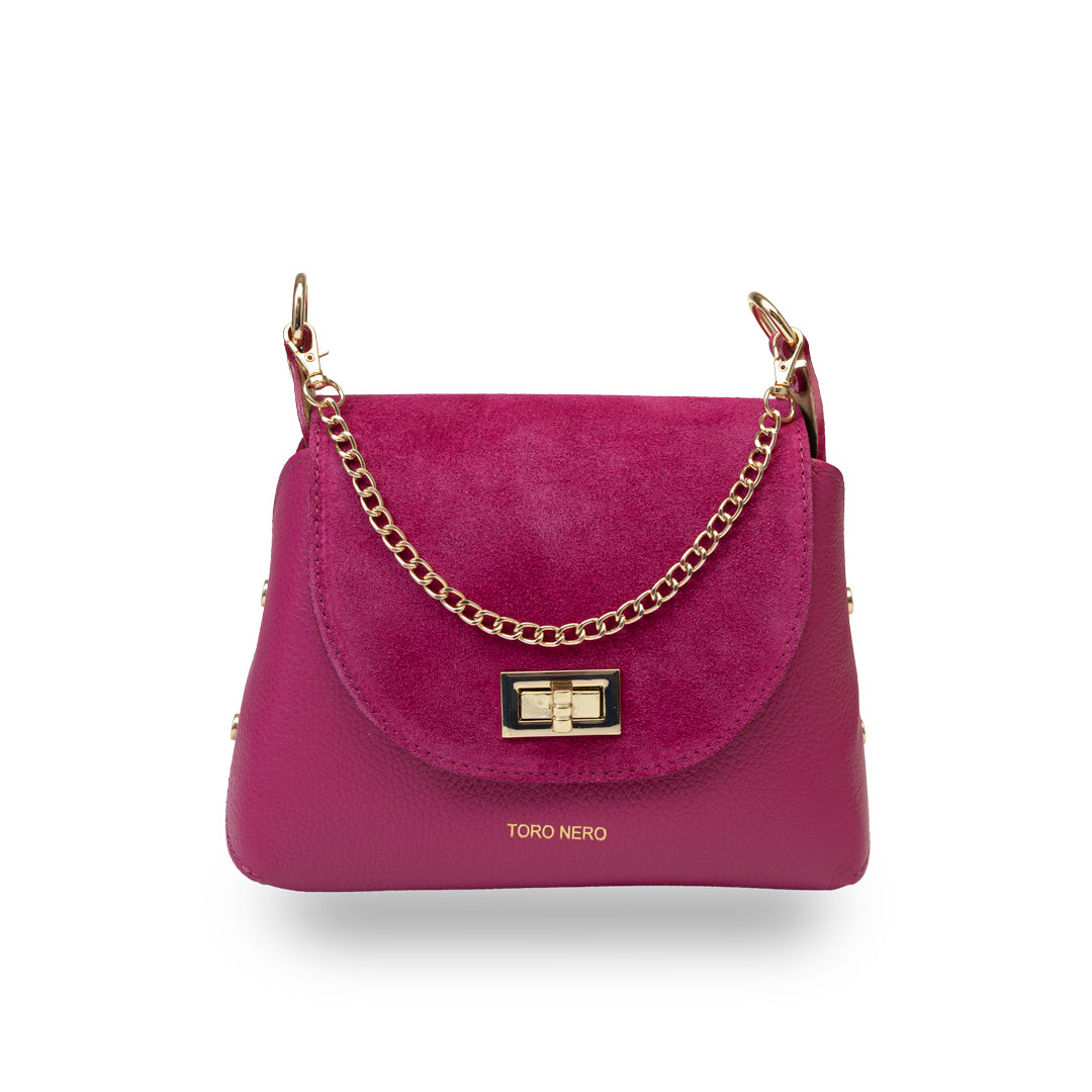 Bolso de mujer de piel de ante natural, fucsia Raisa