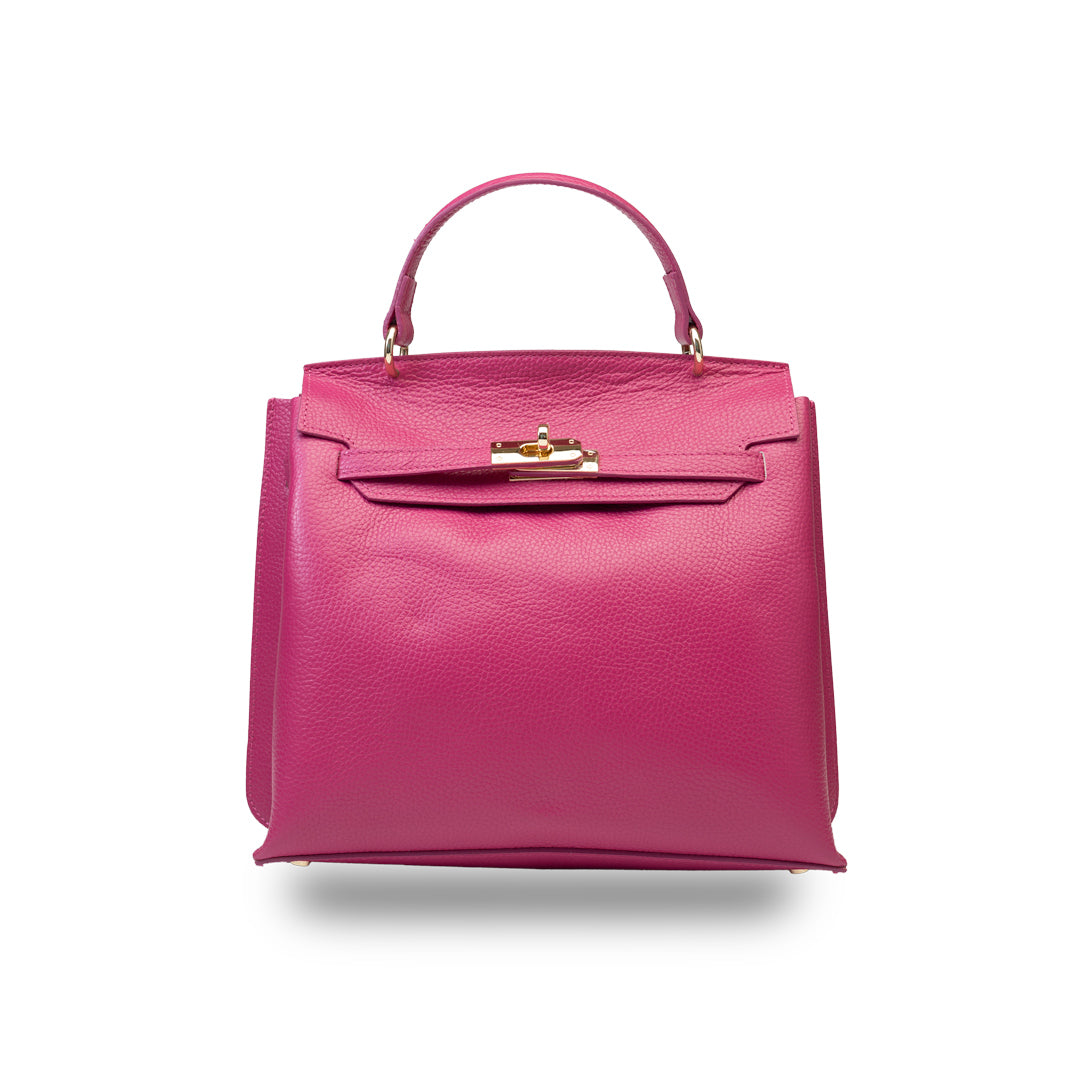 Bolso de mujer de piel genuina fucsia Raluca