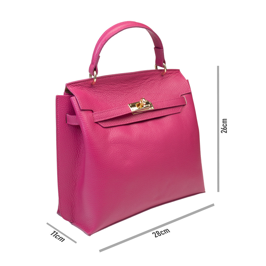 Bolso de mujer de piel genuina fucsia Raluca