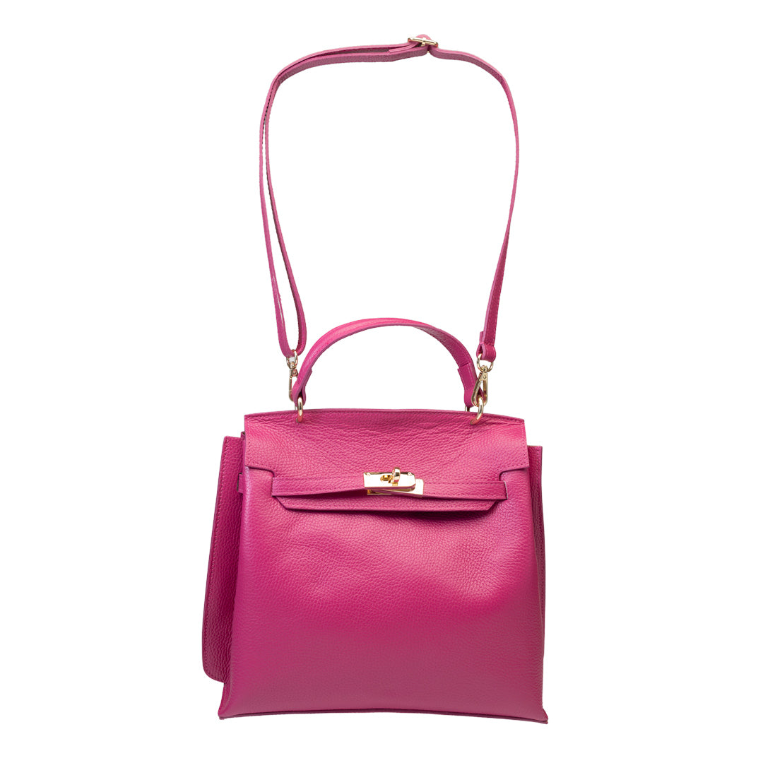 Bolso de mujer de piel genuina fucsia Raluca