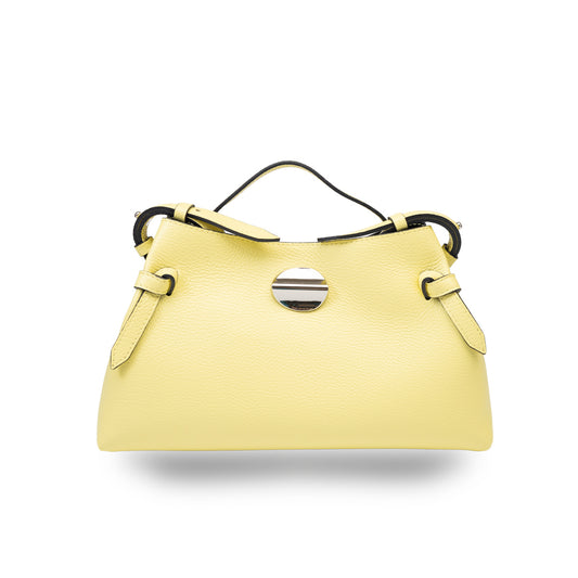 Bolso de mujer de cuero genuino amarillo limón Tania
