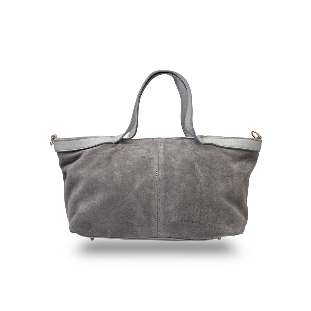 Bolso de mujer de piel serraje natural gris Bianca