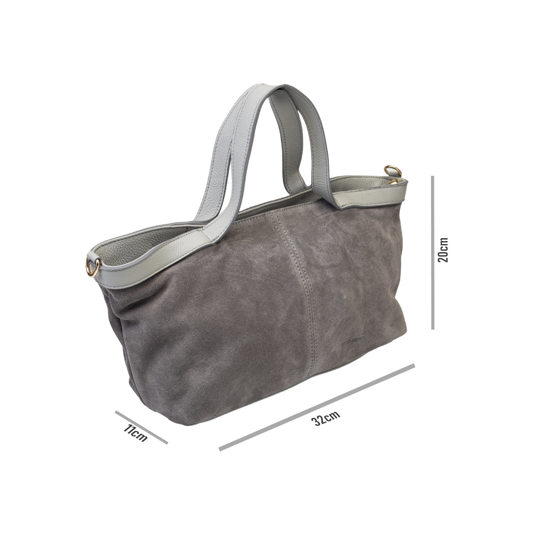 Bolso de mujer de piel serraje natural gris Bianca