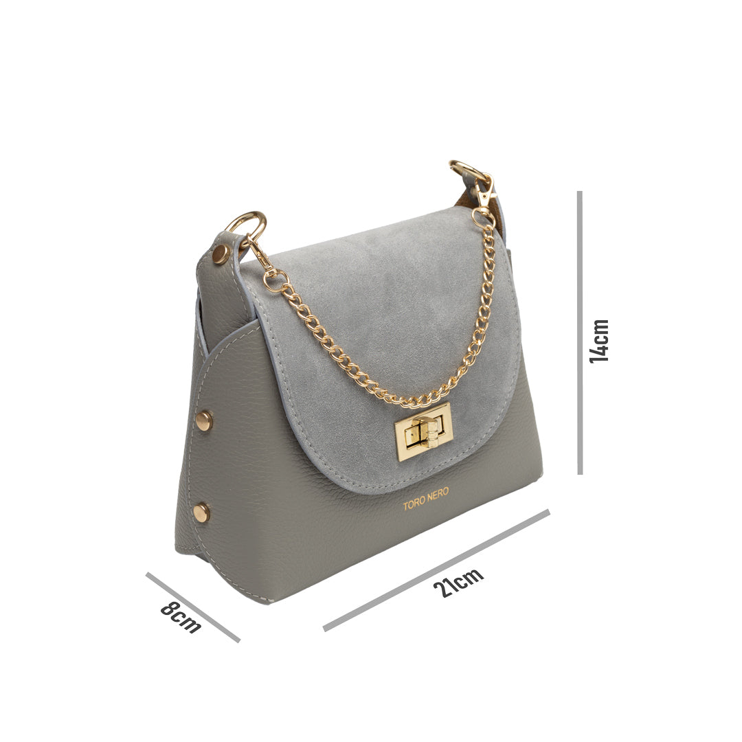 Bolso de mujer de ante natural, gris Raisa