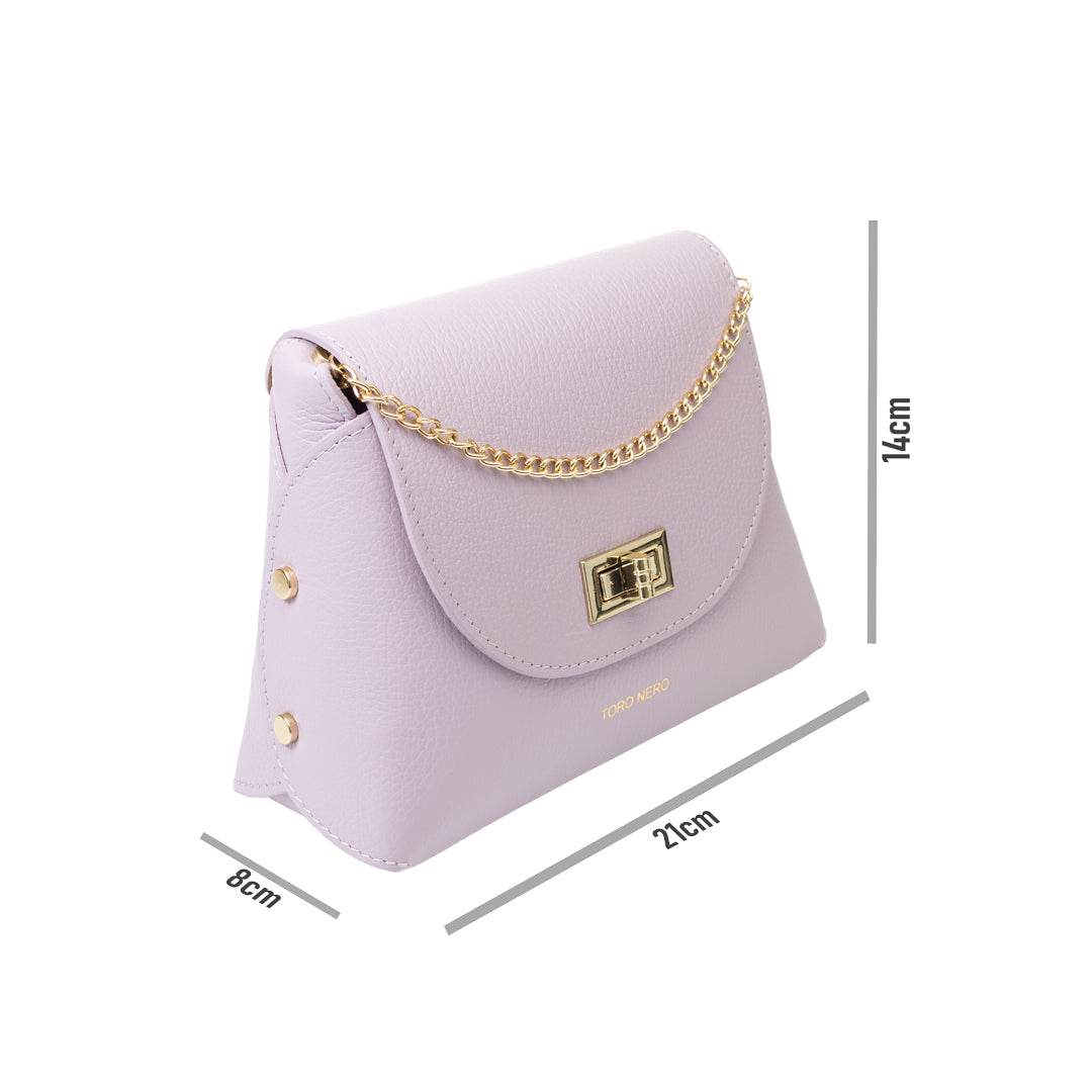 Bolso de mujer de cuero genuino lila Raisa