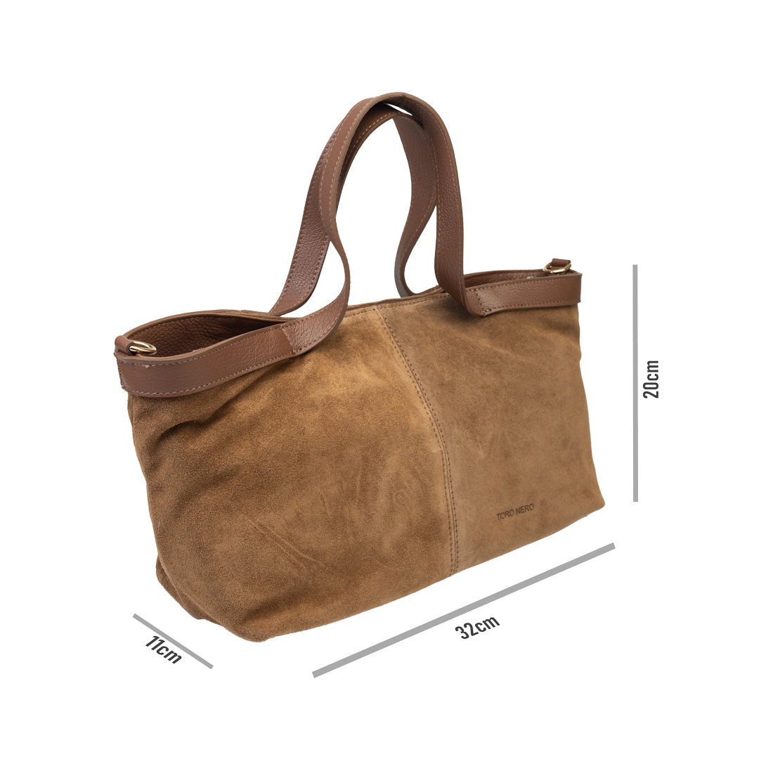 Bolso de mujer de piel de ante natural marrón Bianca