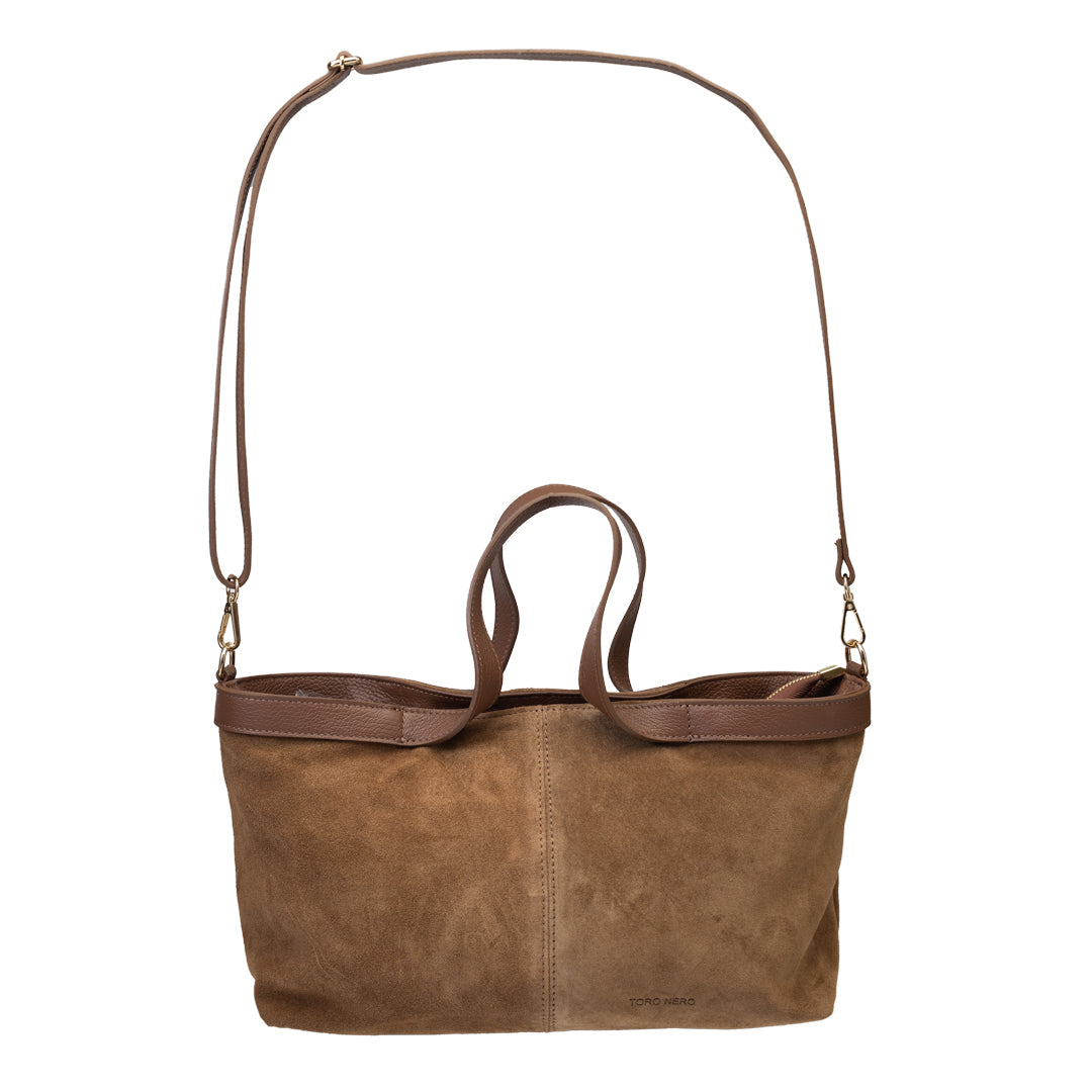 Bolso de mujer de piel de ante natural marrón Bianca