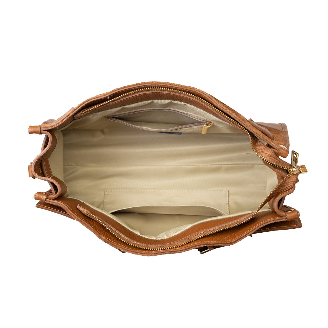 Sac à main en cuir véritable marron Evelin