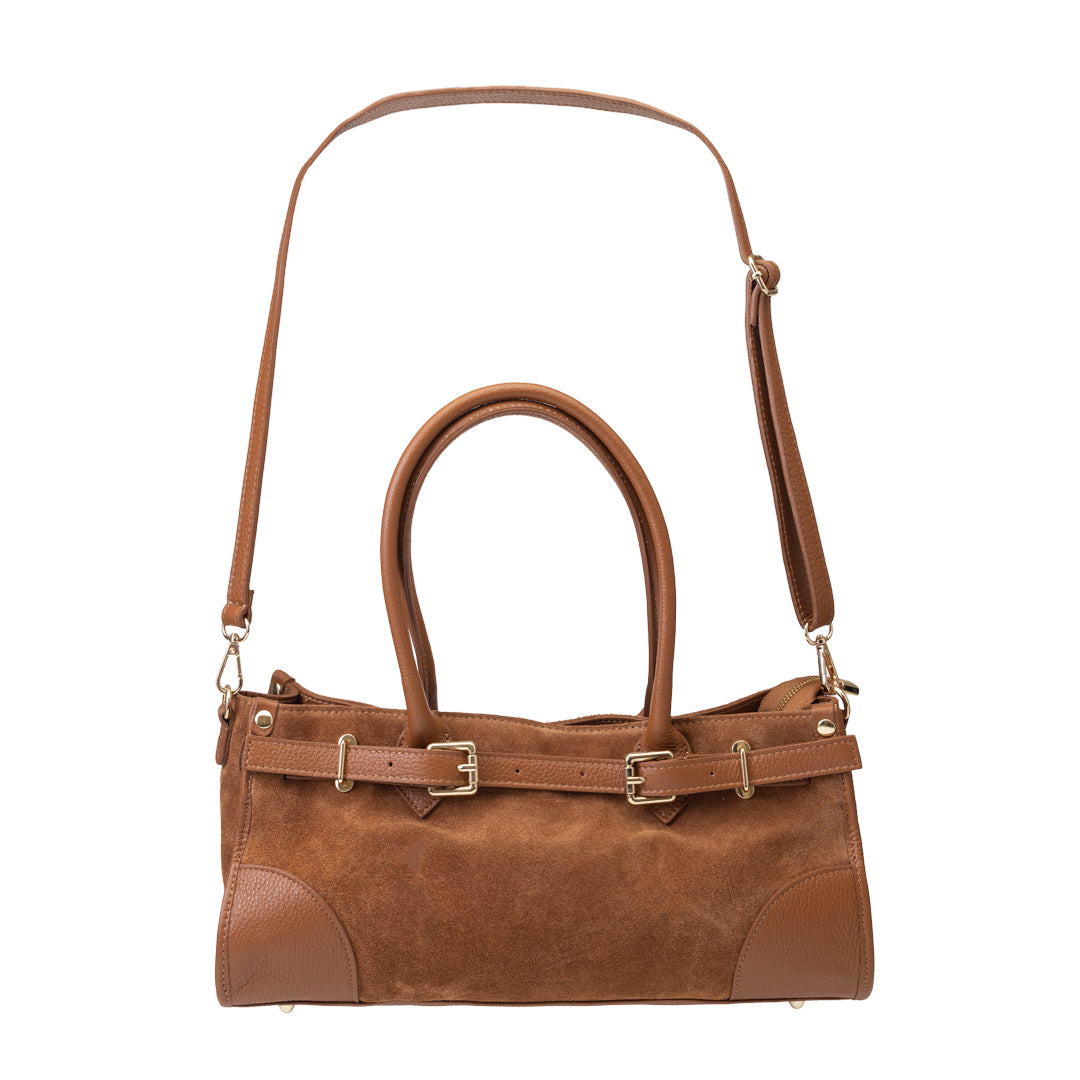 Sac à main en cuir véritable marron Evelin