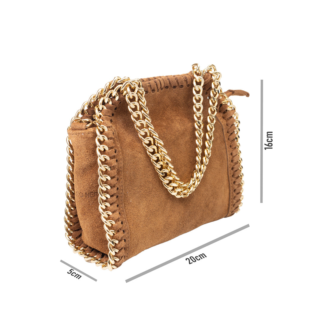 Bolso de piel natural marrón para mujer Ilona