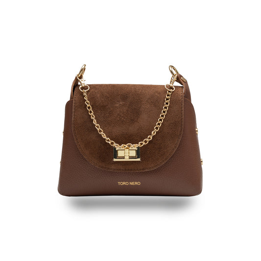 Bolso de mujer de ante natural, marrón Raisa