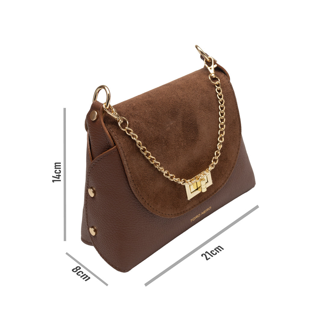 Bolso de mujer de ante natural, marrón Raisa