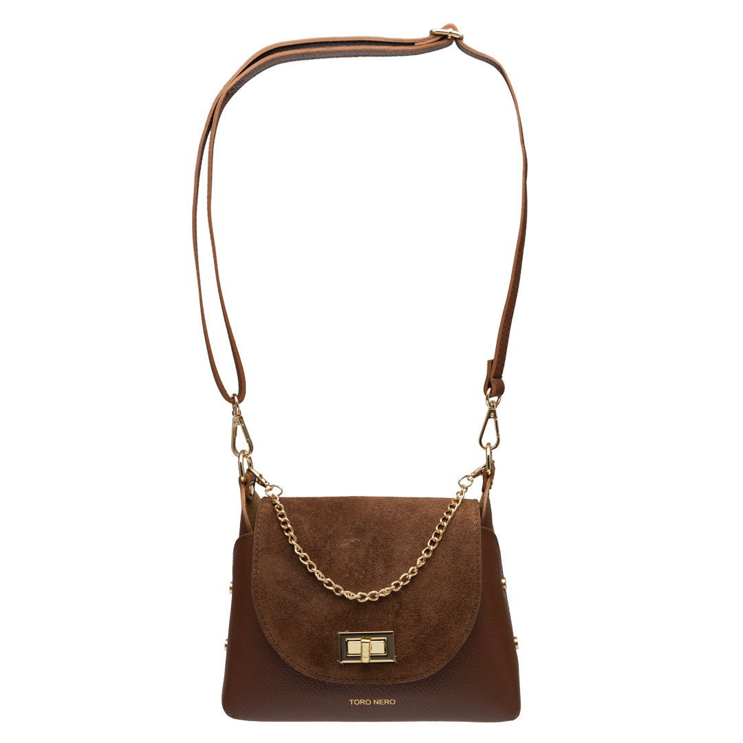 Bolso de mujer de ante natural, marrón Raisa