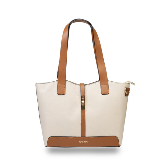 Bolso de mujer de piel natural marrón-beige Sorina