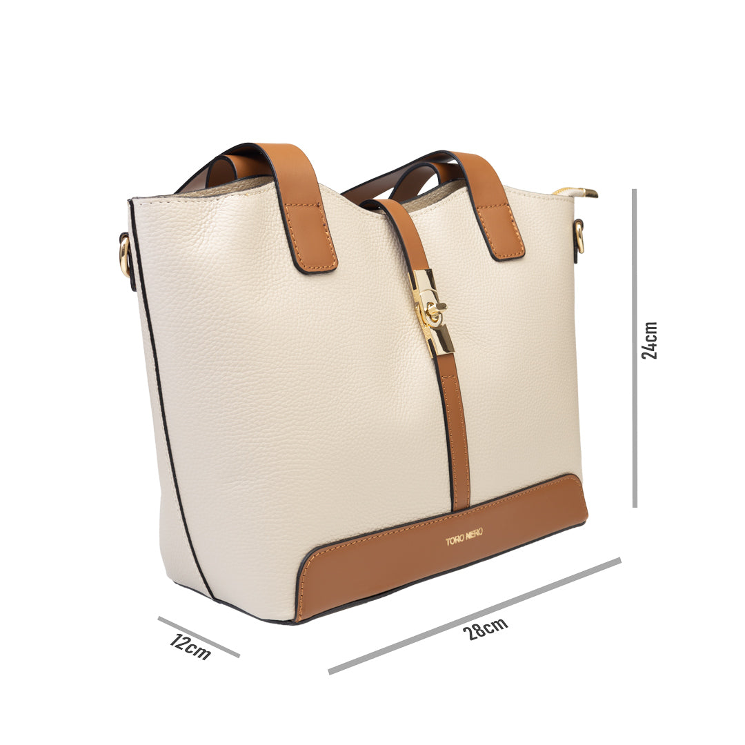 Bolso de mujer de piel natural marrón-beige Sorina