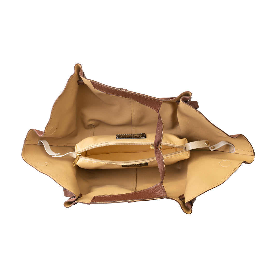 Bolso de piel natural coñac Alice para mujer