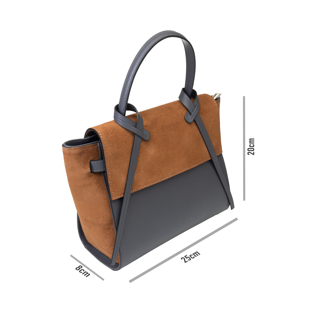 Bolso de mujer de piel natural marrón grisácea Erika