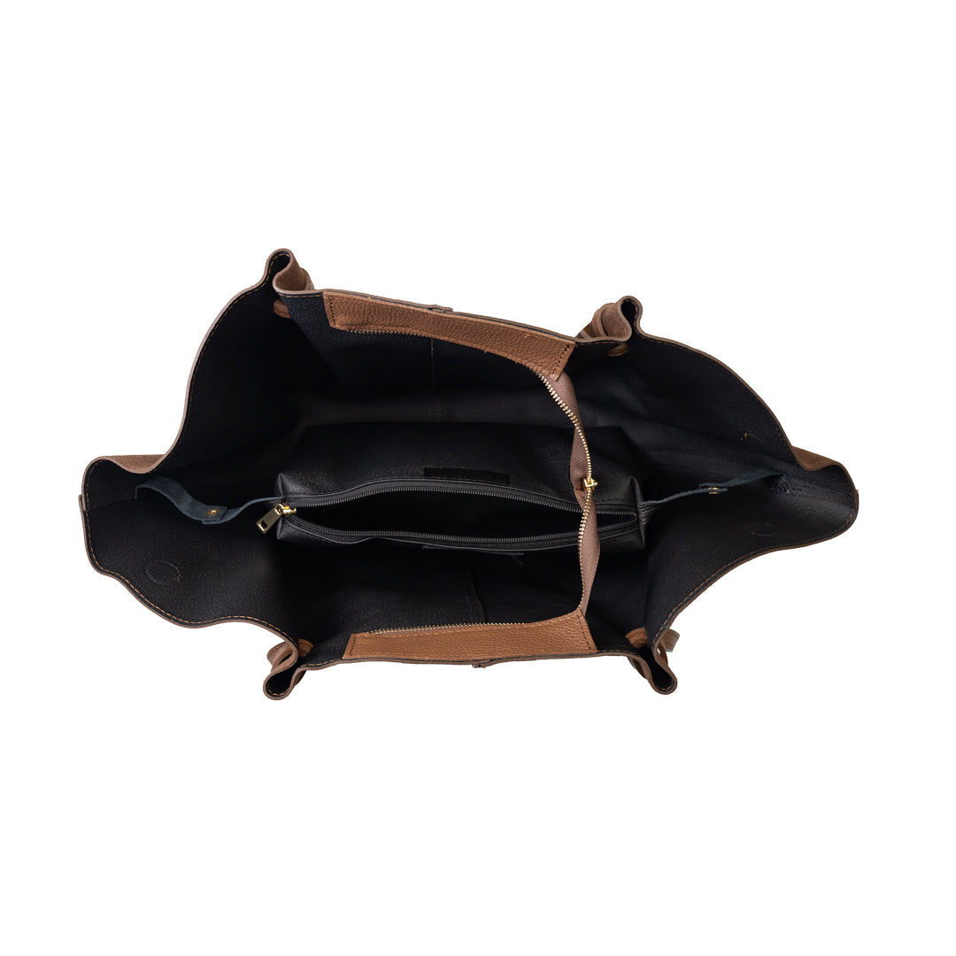 Bolso de mujer de cuero genuino marrón oscuro Alice