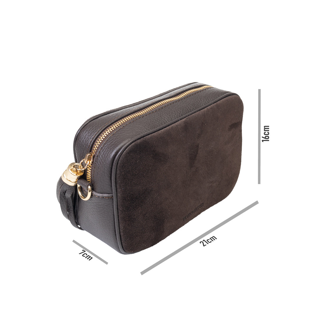 Bolso de mujer de cuero genuino marrón oscuro Ancuta
