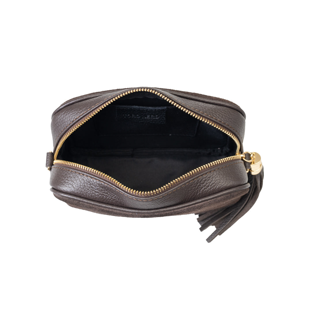 Bolso de mujer de cuero genuino marrón oscuro Ancuta