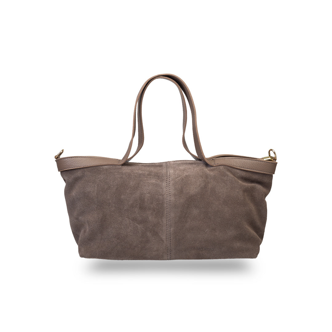 Bolso de mujer de piel serraje natural marrón oscuro Bianca