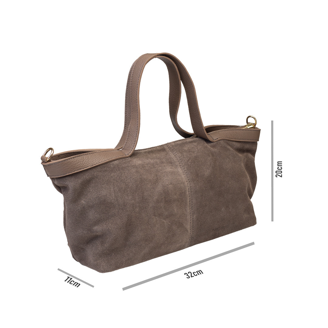 Bolso de mujer de piel serraje natural marrón oscuro Bianca
