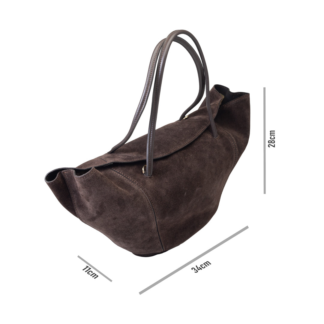 Bolso de mujer de cuero genuino marrón oscuro Diana
