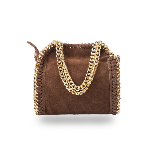 Bolso de mujer de piel natural marrón oscuro Ilona